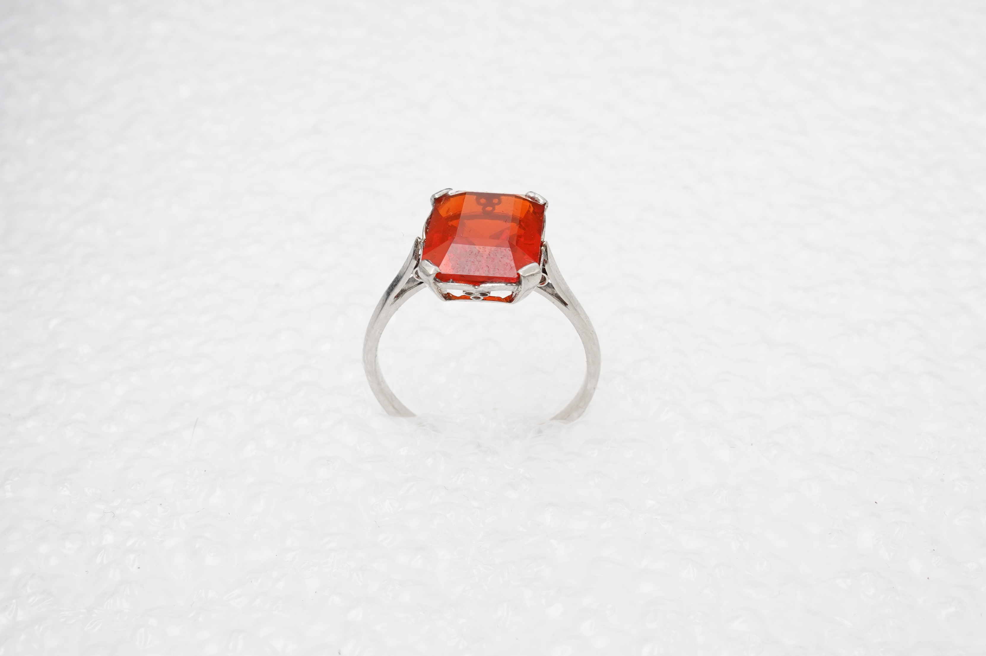 A fire opal ring